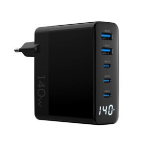 ブラック & ホワイト WEG-140W-2A3C 140W GaN 充電器、EU,UK,US,AUS プラグ付き